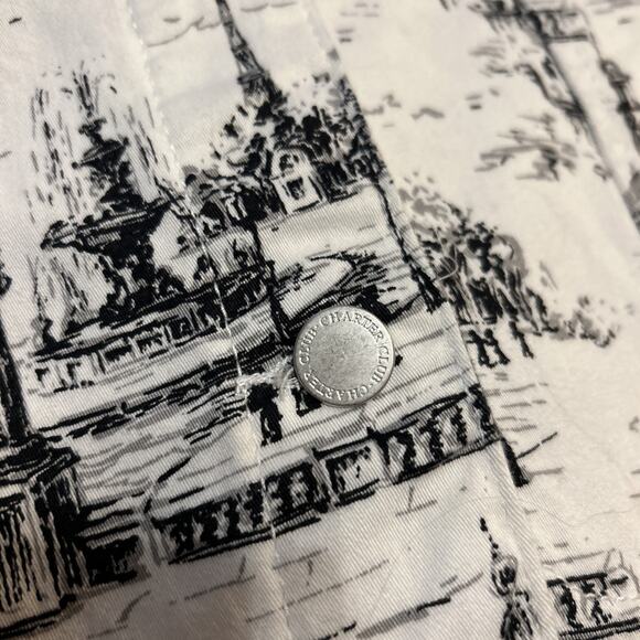 NWT White Black Paris City Print Charter Club Denim Jacket Button Front Sz XXL - Picture 5 of 11